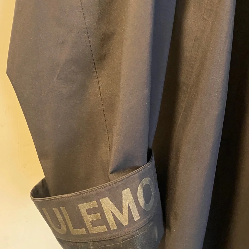 Lululemon Black Stunning Logo Reflective Long Hooded Trench Coat - Picture 16 of 16